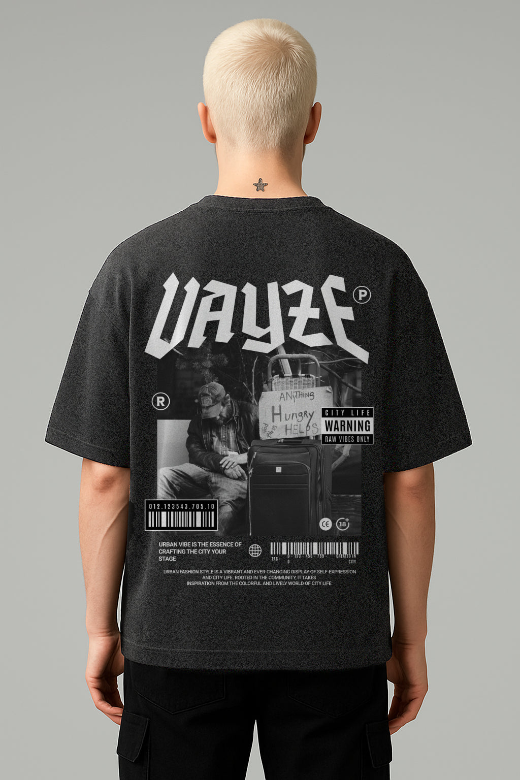 VAYZE CITY LIFE TEE Washed Black