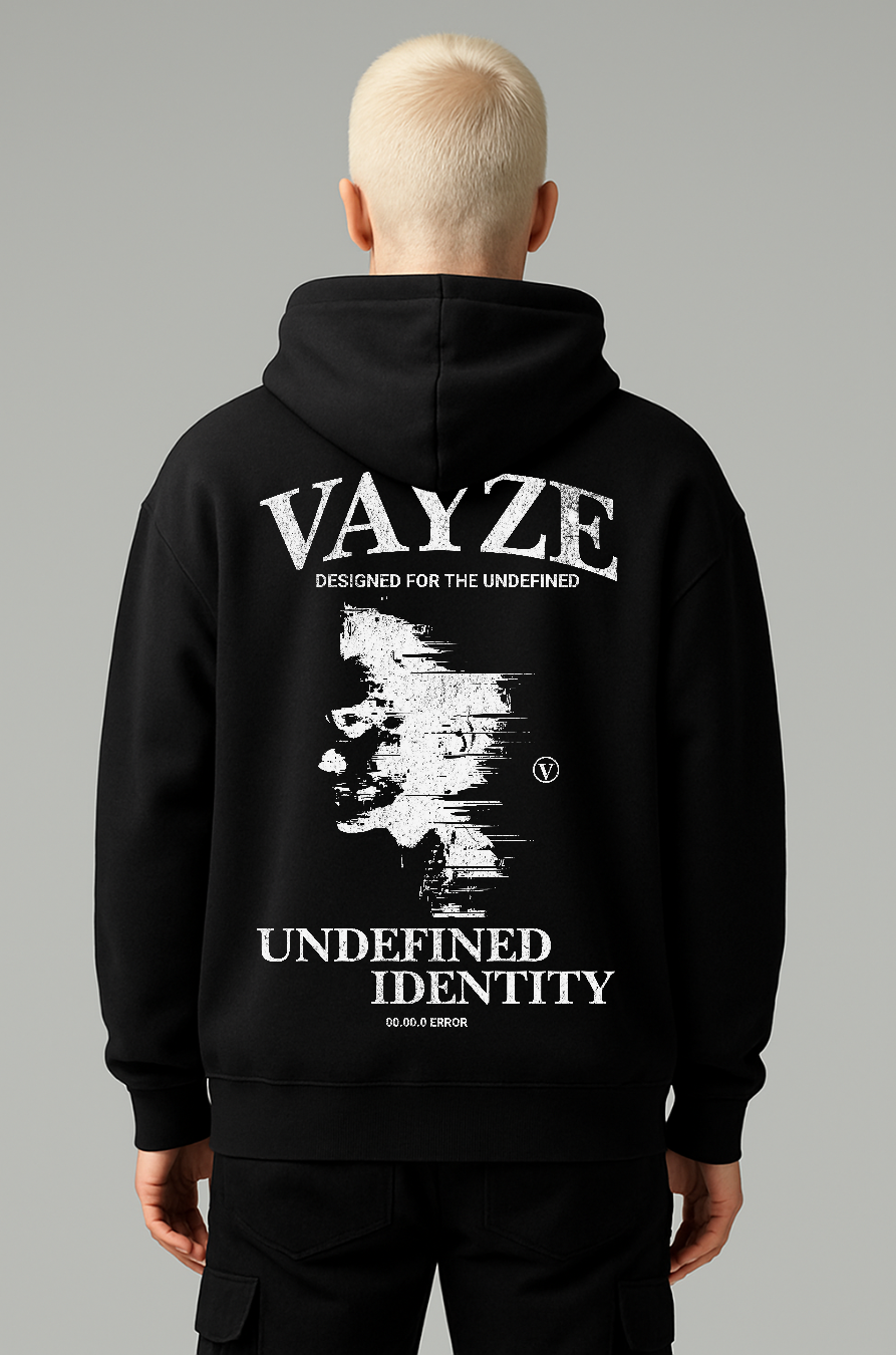 UNDEFINED IDENTITY Oversized Zipper Hoodie Black/White